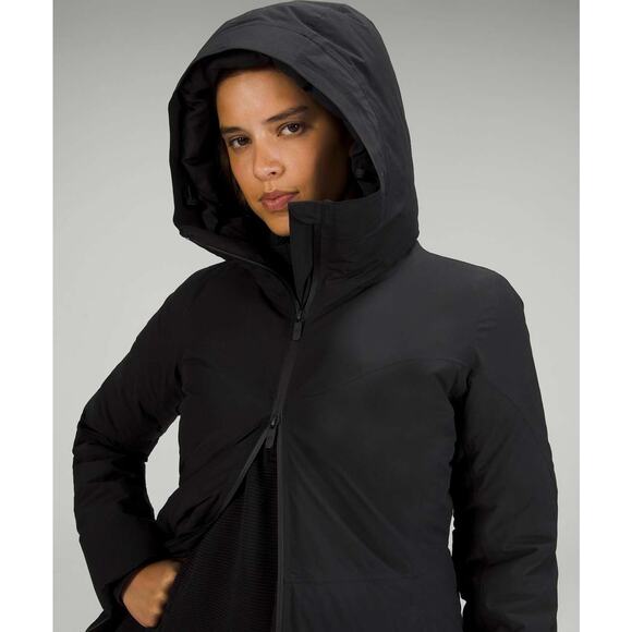 Lululemon Sleet Street Long Jacket Black Size 6 600-Fill Puffer Coat Winter Ski - Picture 4 of 10